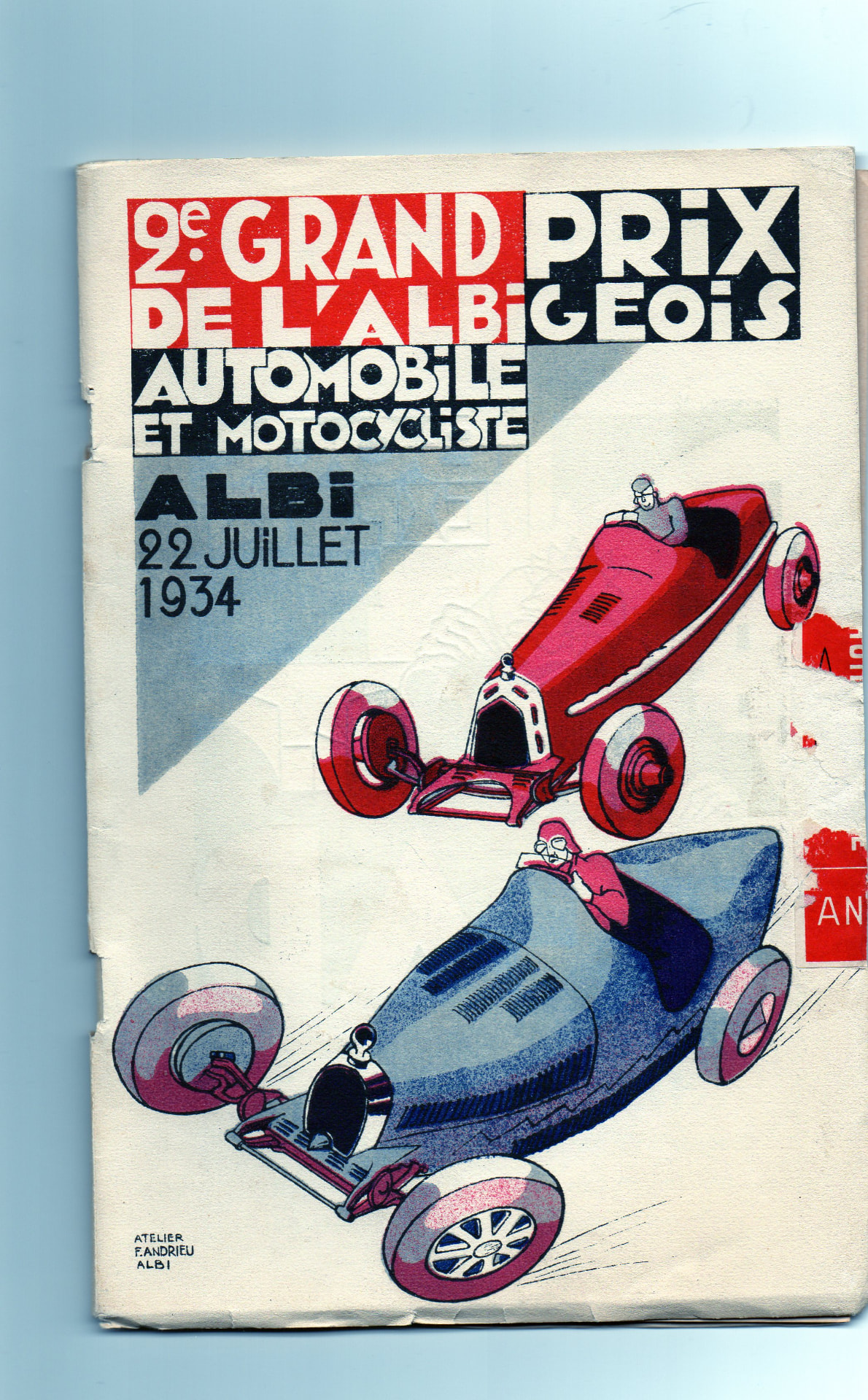 Programme du 2e Grand Prix de l'Albigeois, Albi, 22 juillet 1934.