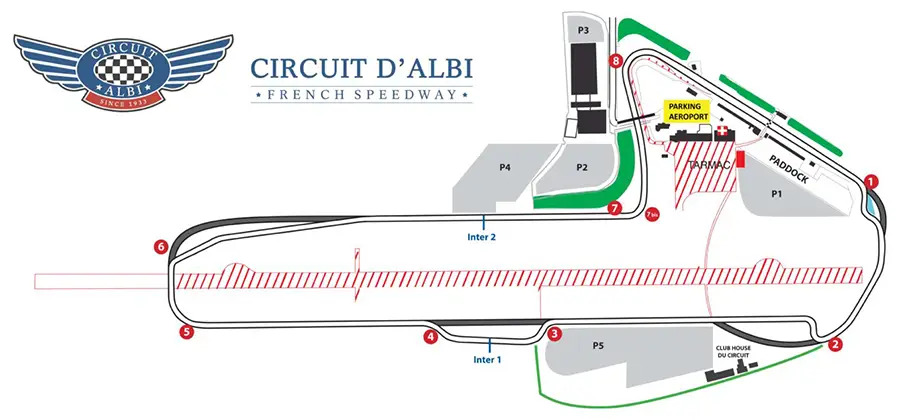 Schéma du tracé du circuit d'Albi — French Speedway.